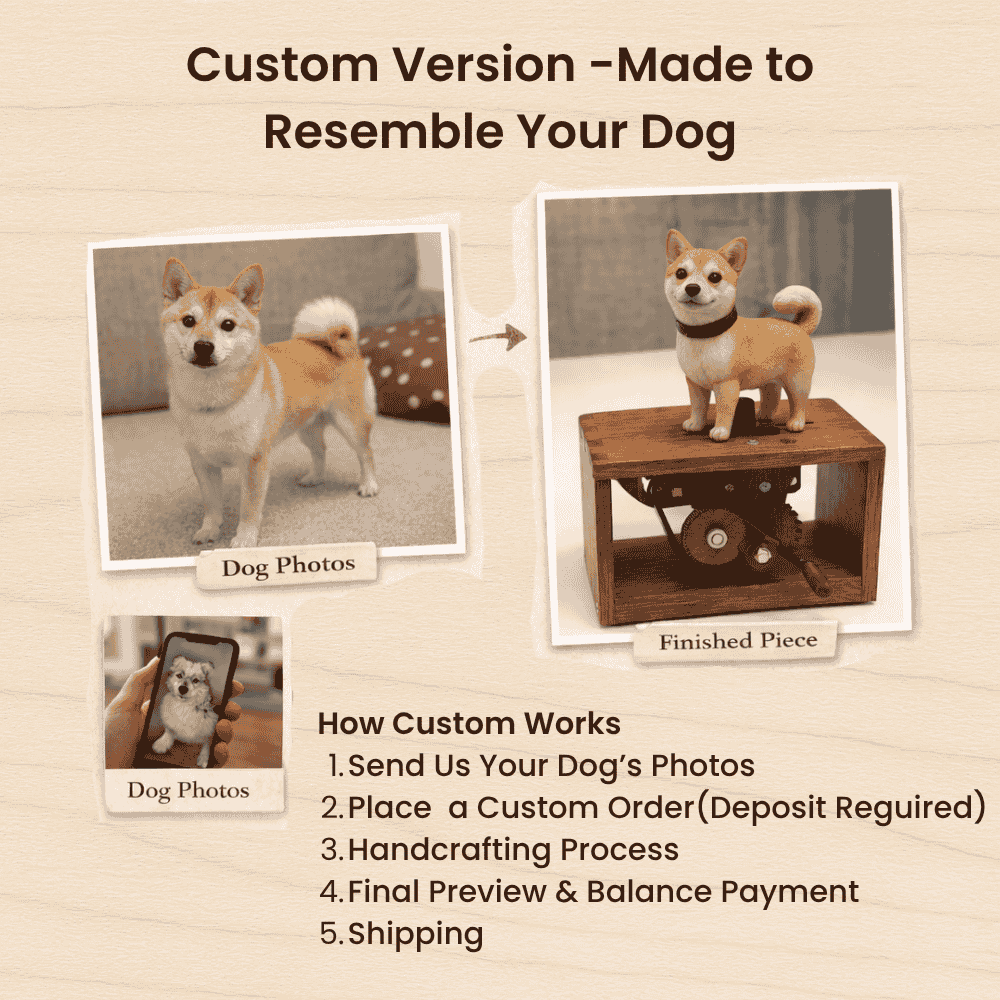 MarinerPoet™ Handcrafted Wooden Dog Crank Automaton