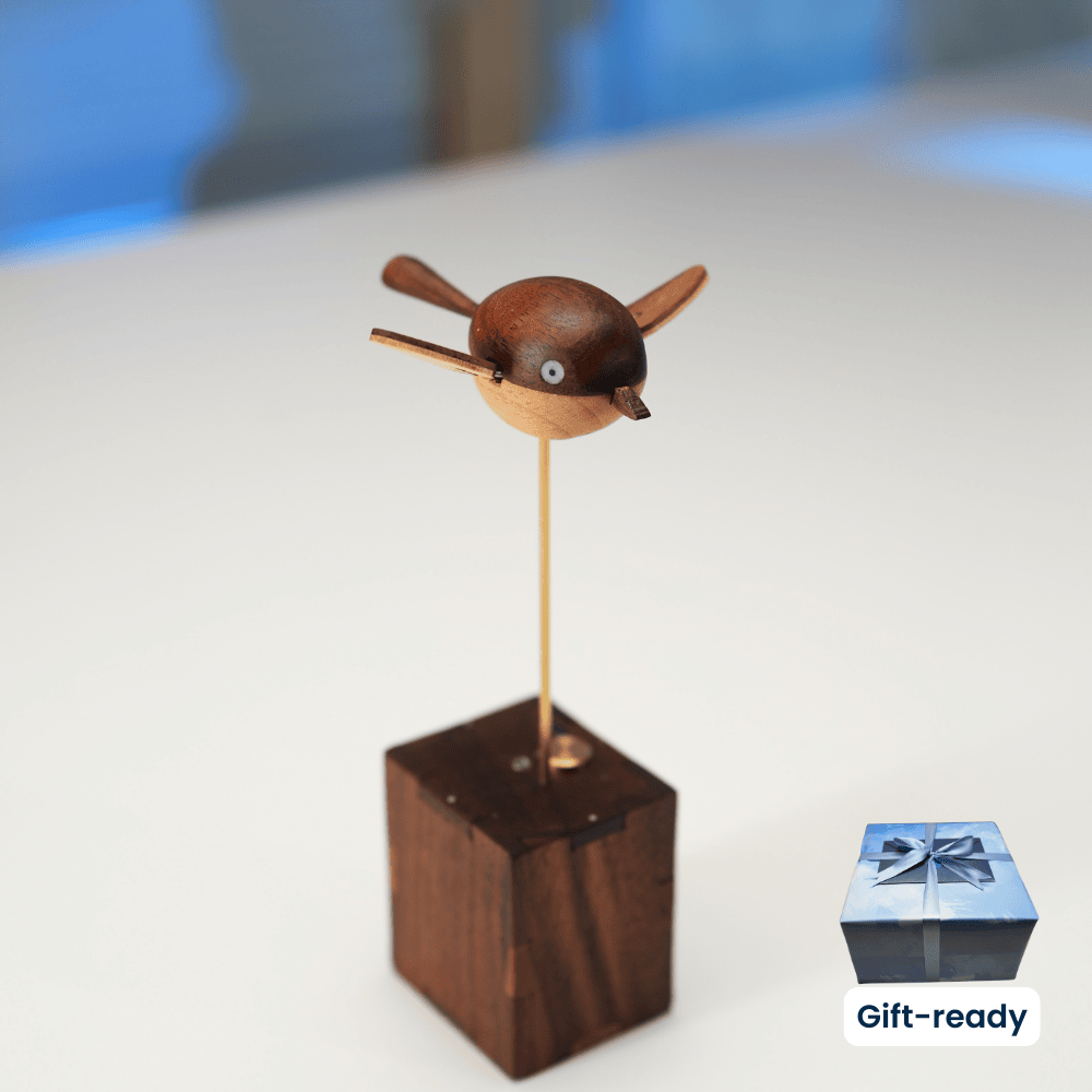 MarinerPoet™ Handcrafted Walnut Bird Automaton