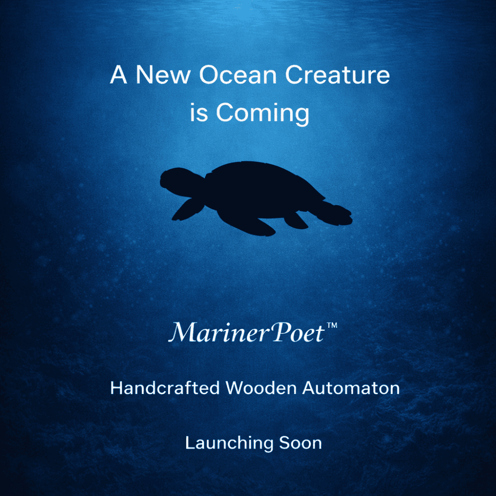 MarinerPoet™ Handcrafted Wooden Sea Turtle Automaton