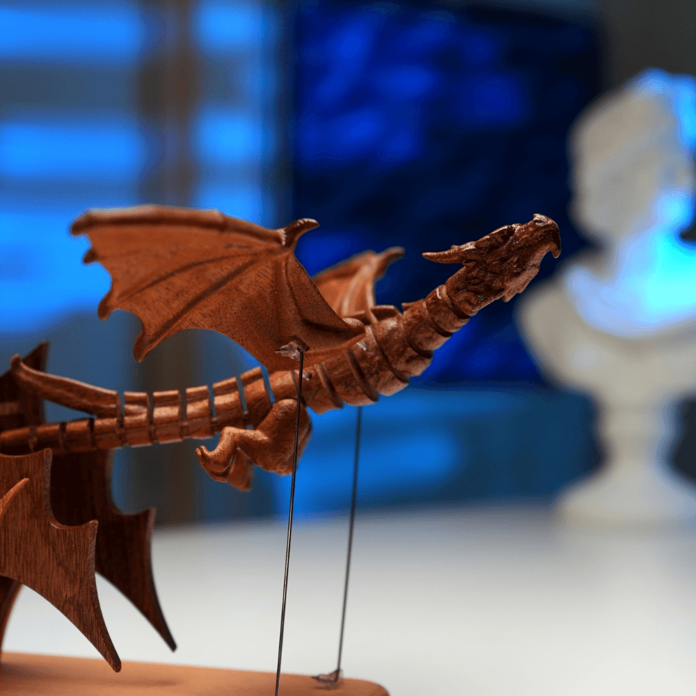 MarinerPoet Handcrafted Wooden Gothic Dragon Automaton