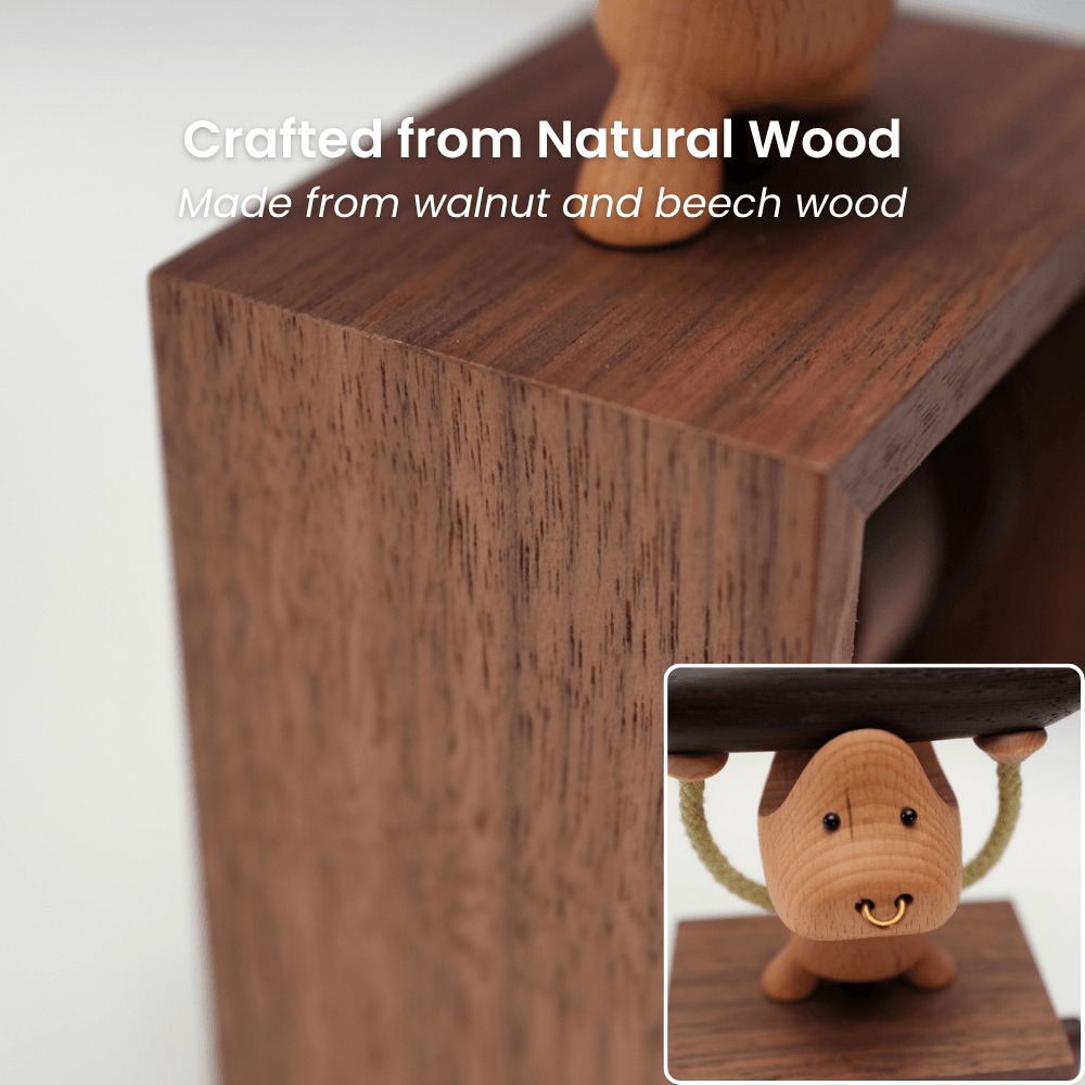 MarinerPoet™ Automate en bois fait main de cochon ange boîte à musique