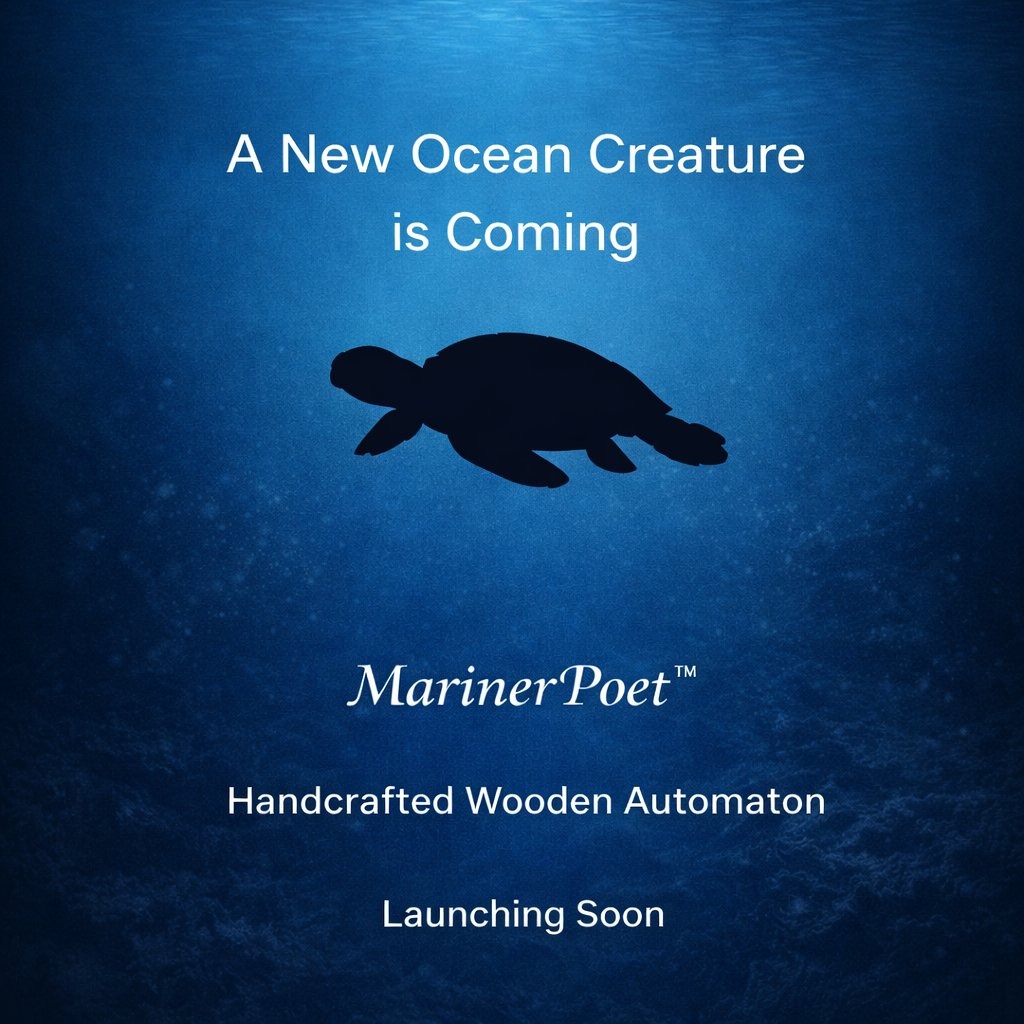 MarinerPoet™ Handcrafted Wooden Sea Turtle Automaton