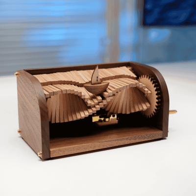 MarinerPoet™ Handcrafted Wooden “Song of the Waves” Music Box Automaton