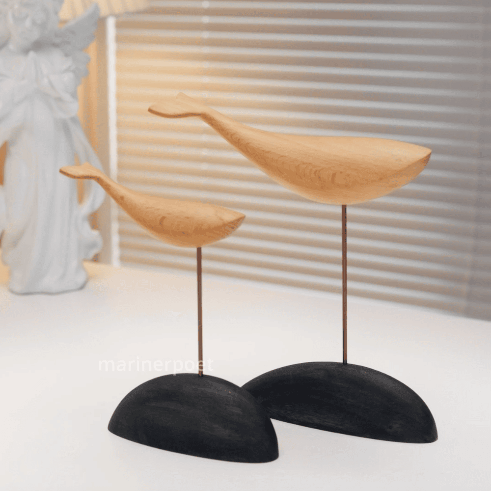 MarinerPoet™ Handcrafted Wooden Whale Sculpture