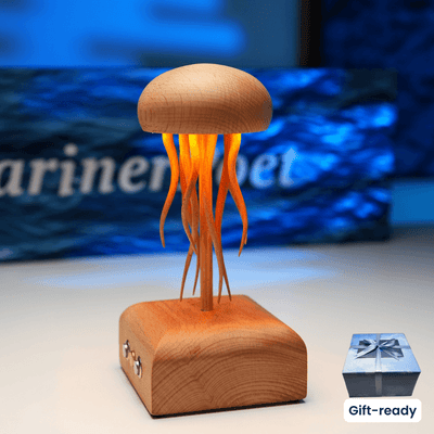 MarinerPoet Handcrafted Wooden Jellyfish Automaton – Night Light & Bluetooth Speaker