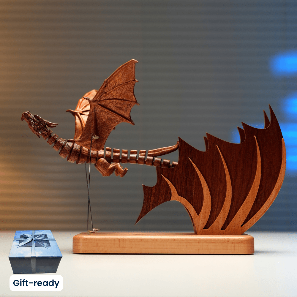 MarinerPoet Handcrafted Wooden Gothic Dragon Automaton