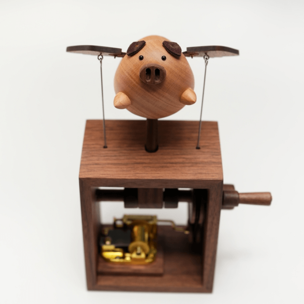 MarinerPoet™ Handcrafted Wooden Angel Pig Music Box Automaton – MARINER ...