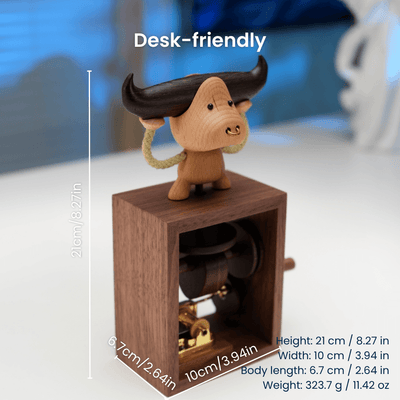 MarinerPoet™ Automate en bois fait main de cochon ange boîte à musique