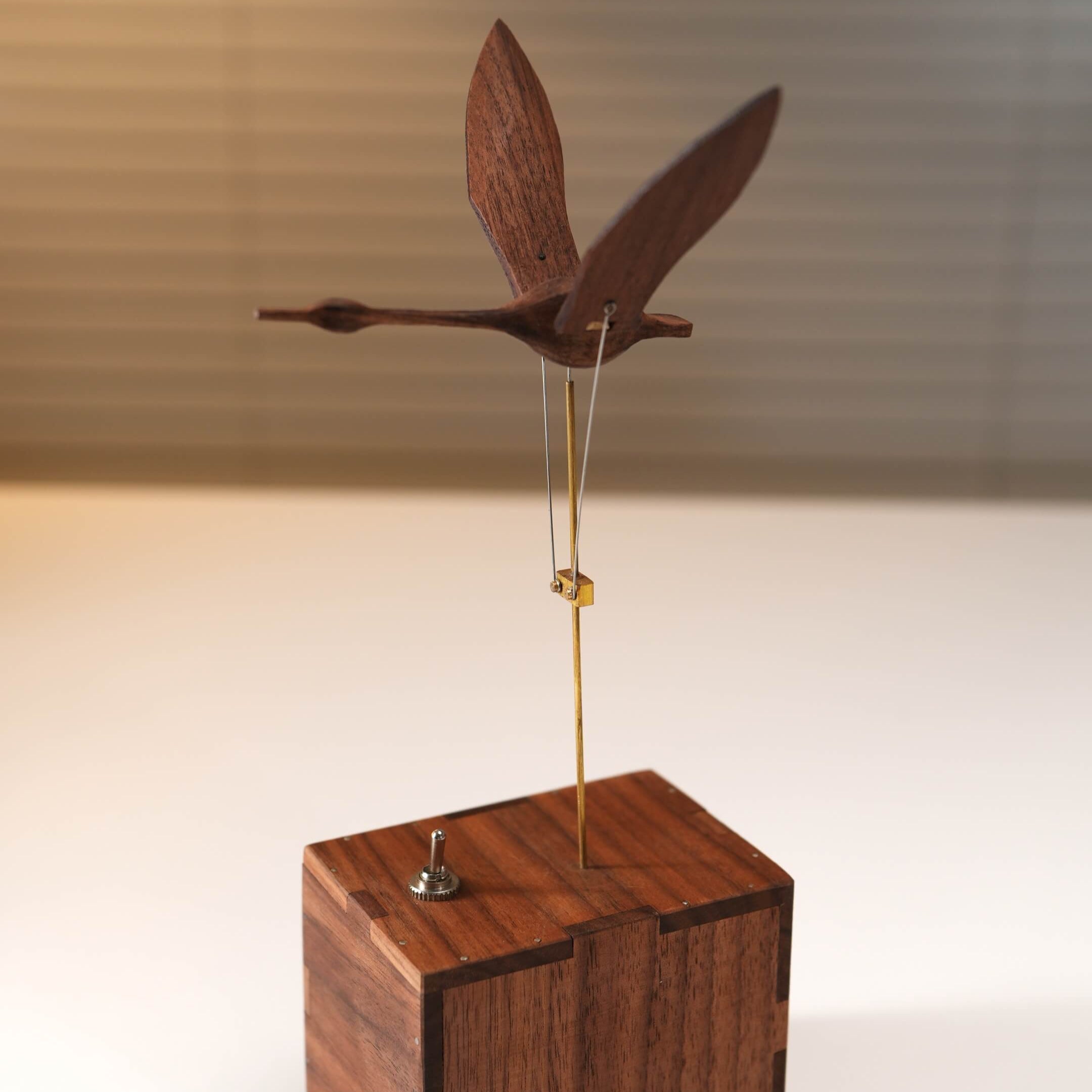 Handcrafted Walnut Swan Automaton