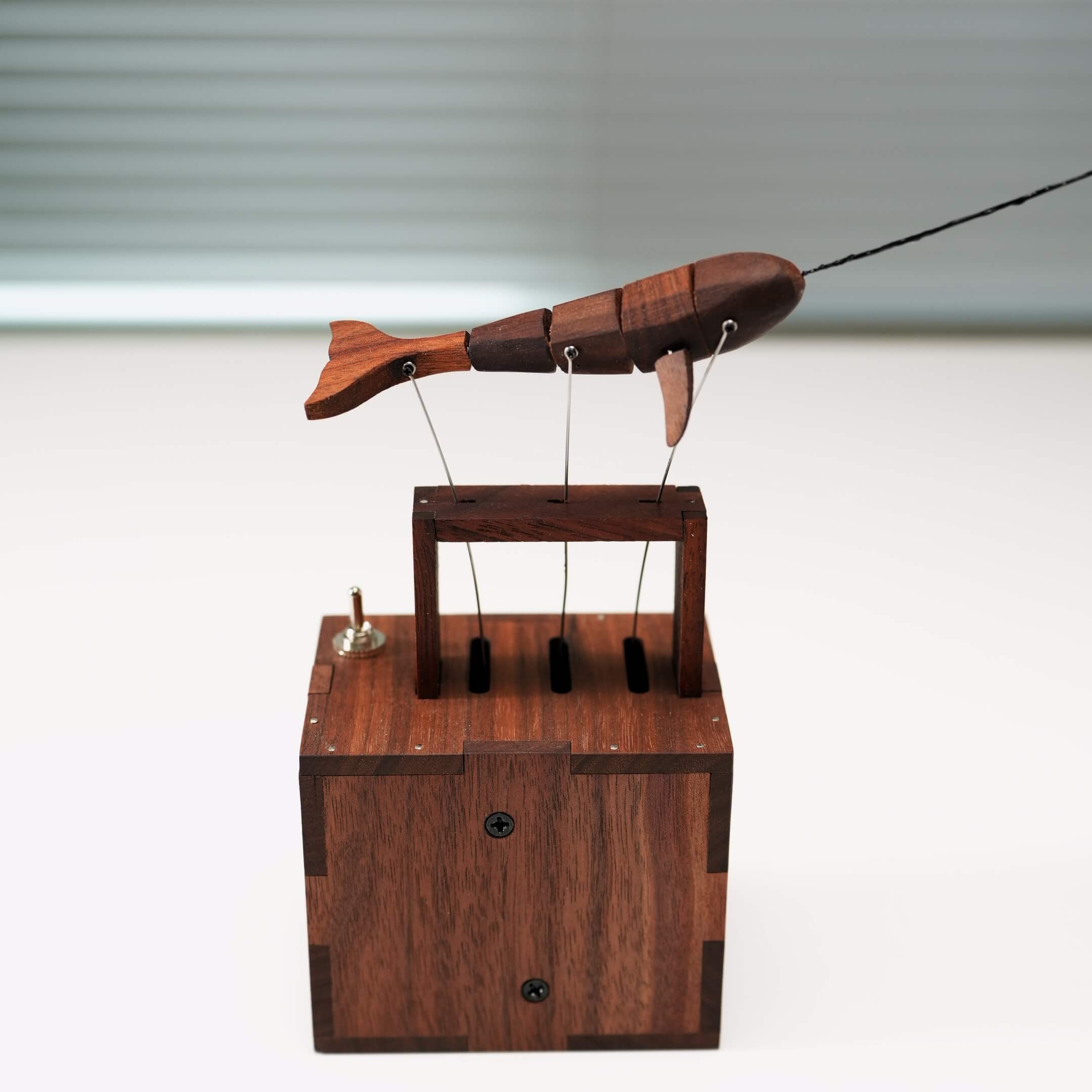 Handcrafted Walnut Whale Automaton
