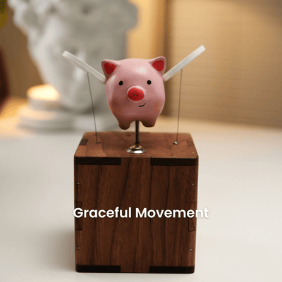 MarinerPoet™ Handgefertigter hölzerner Engel-Schwein-Automat