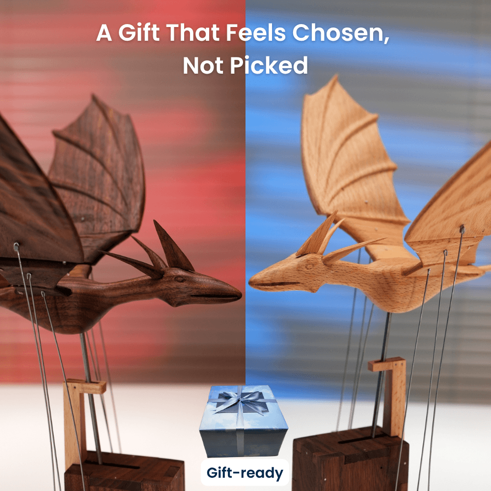 MarinerPoet™ Handcrafted Wooden Ocean Dragon Automaton
