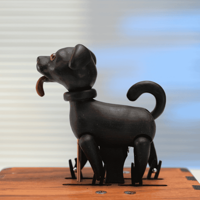 MarinerPoet™ Handcrafted Wooden Dog Crank Automaton