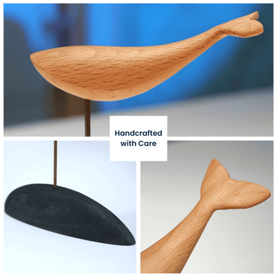 MarinerPoet™ Handcrafted Wooden Whale Sculpture