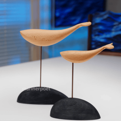 MarinerPoet™ Handcrafted Wooden Whale Sculpture
