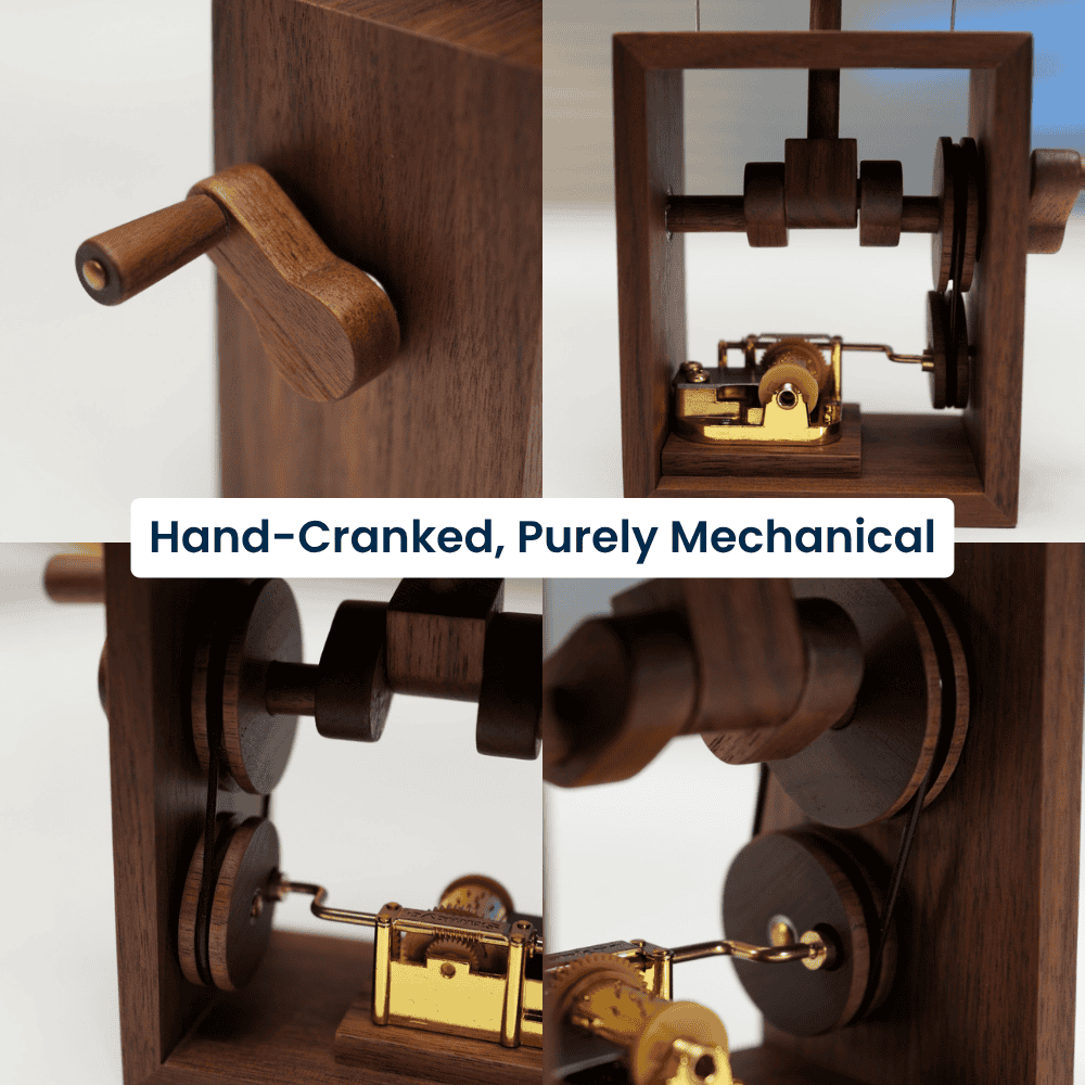 MarinerPoet™ Handcrafted Wooden Angel Pig Music Box Automaton