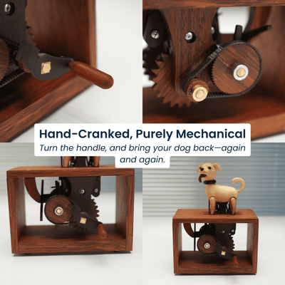 MarinerPoet™ Handcrafted Wooden Dog Crank Automaton