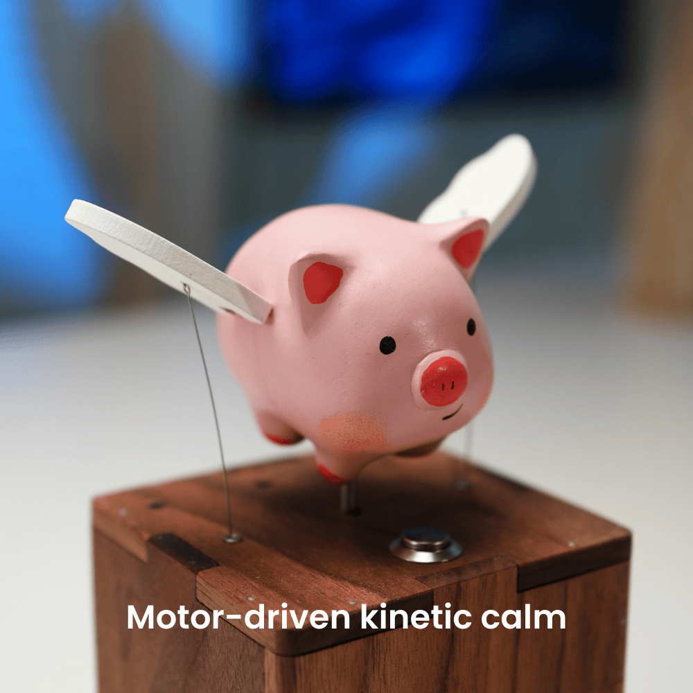 MarinerPoet™ Handcrafted Wooden Angel Pig Automaton