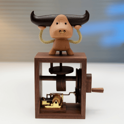MarinerPoet™ Automate en bois fait main de cochon ange boîte à musique