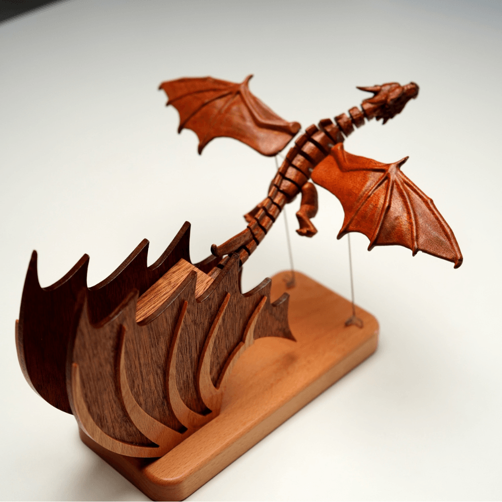 MarinerPoet Handcrafted Wooden Gothic Dragon Automaton