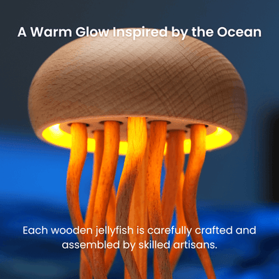MarinerPoet Handcrafted Wooden Jellyfish Automaton – Night Light & Bluetooth Speaker
