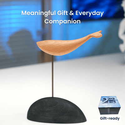 MarinerPoet™ Handcrafted Wooden Whale Sculpture