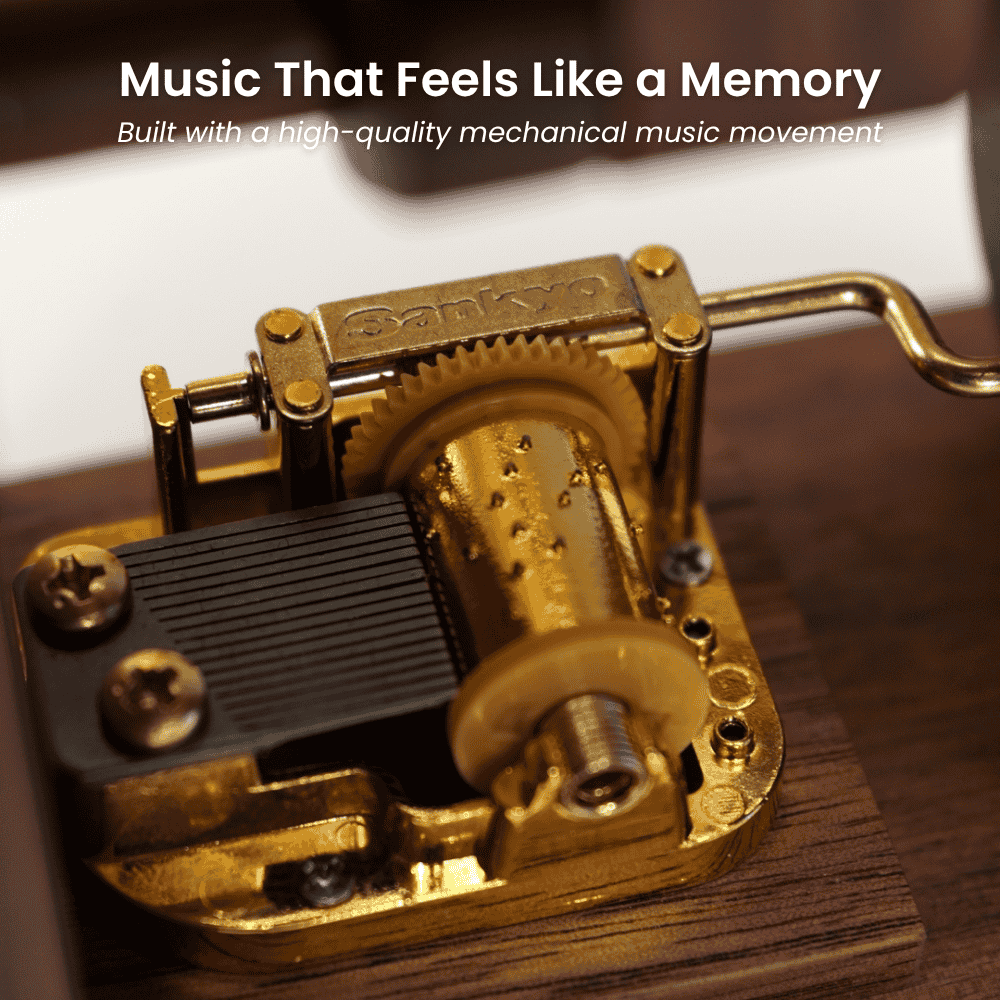 MarinerPoet™ Handcrafted Wooden Angel Pig Music Box Automaton