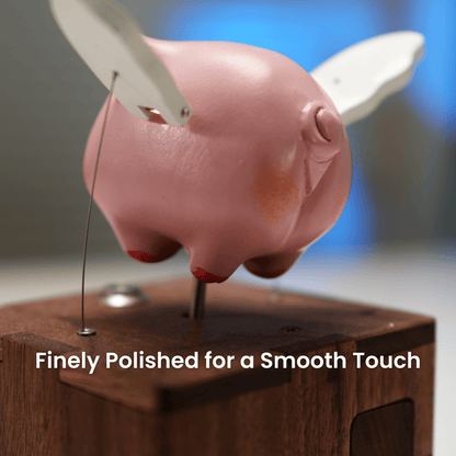 MarinerPoet™ Handcrafted Wooden Angel Pig Automaton