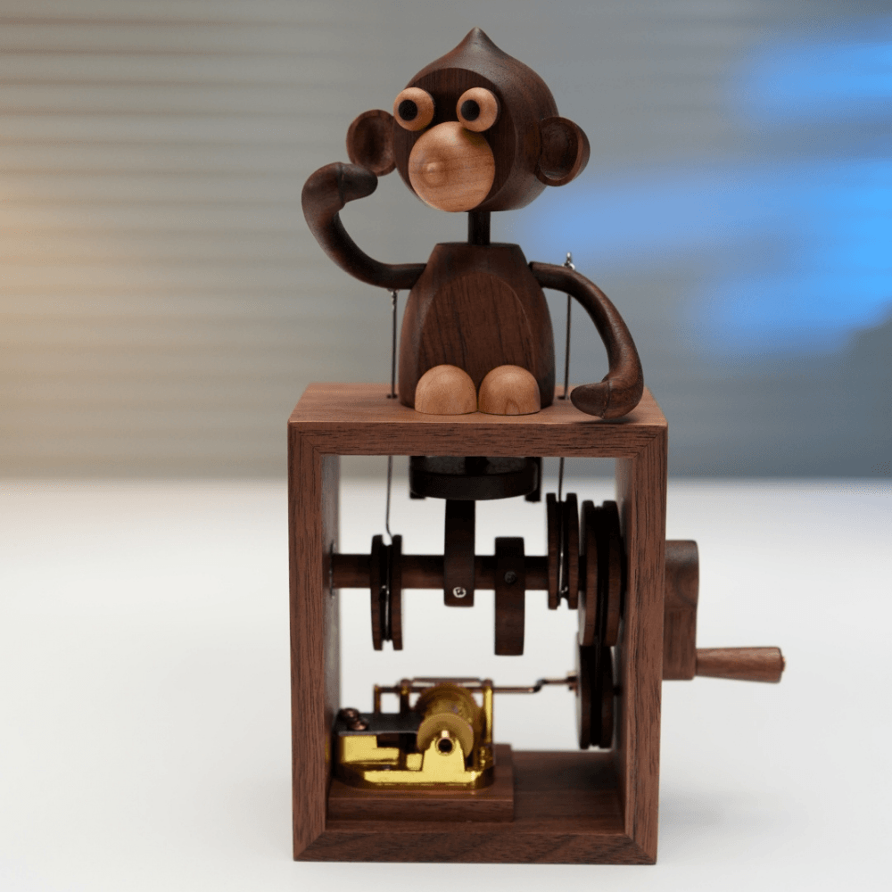 MarinerPoet™ Automate en bois fait main de cochon ange boîte à musique