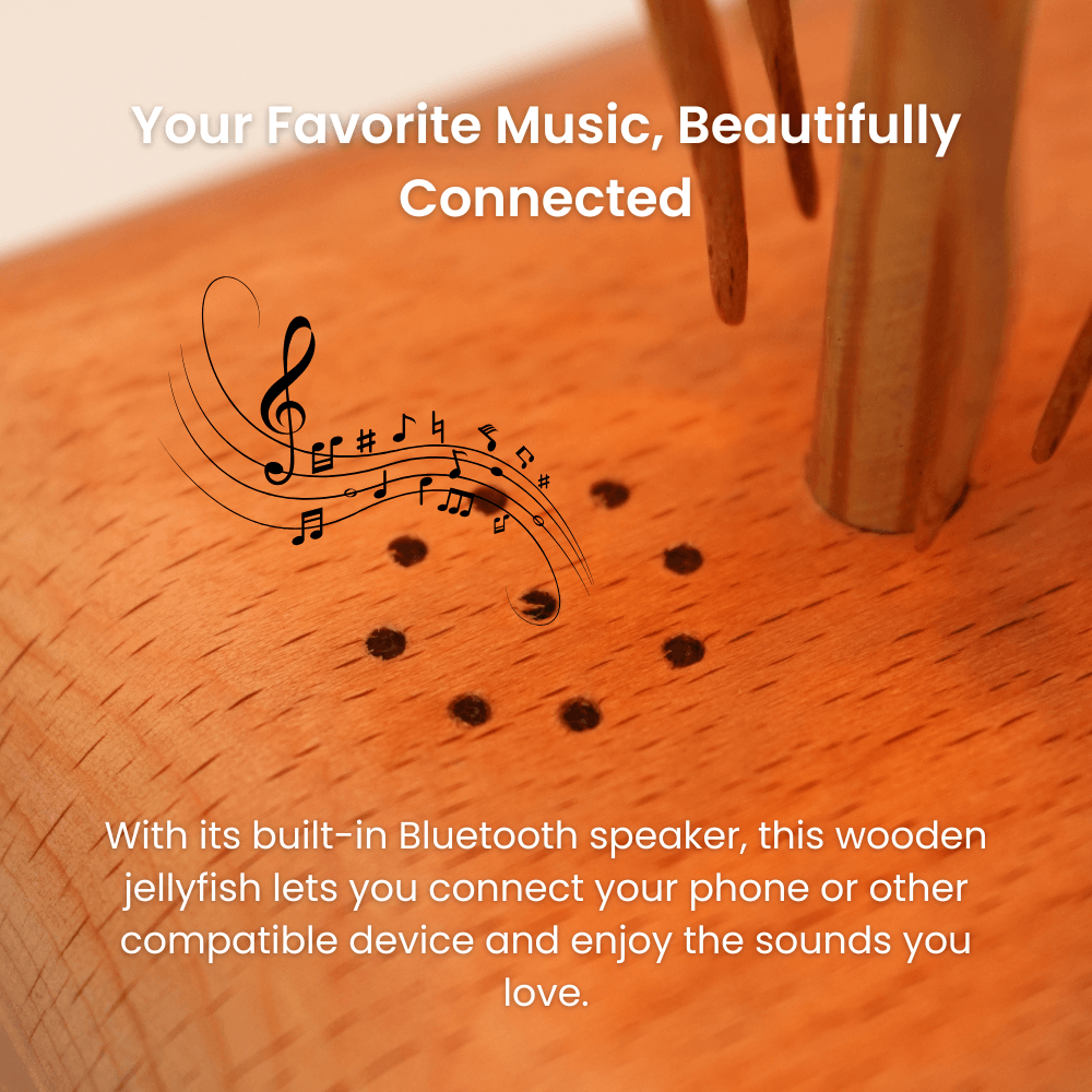 MarinerPoet Handcrafted Wooden Jellyfish Automaton – Night Light & Bluetooth Speaker