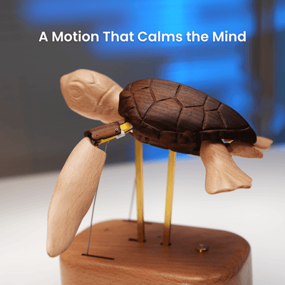 MarinerPoet™ Handcrafted Wooden Sea Turtle Automaton