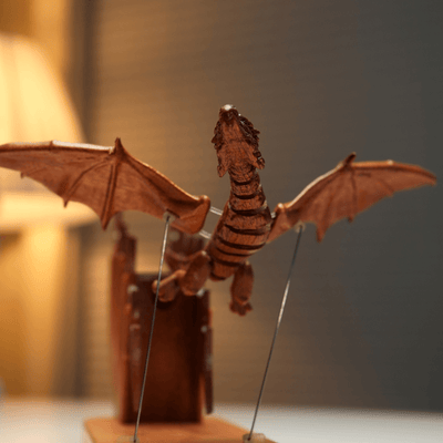 MarinerPoet Handcrafted Wooden Gothic Dragon Automaton