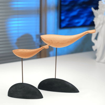 MarinerPoet™ Handcrafted Wooden Whale Sculpture