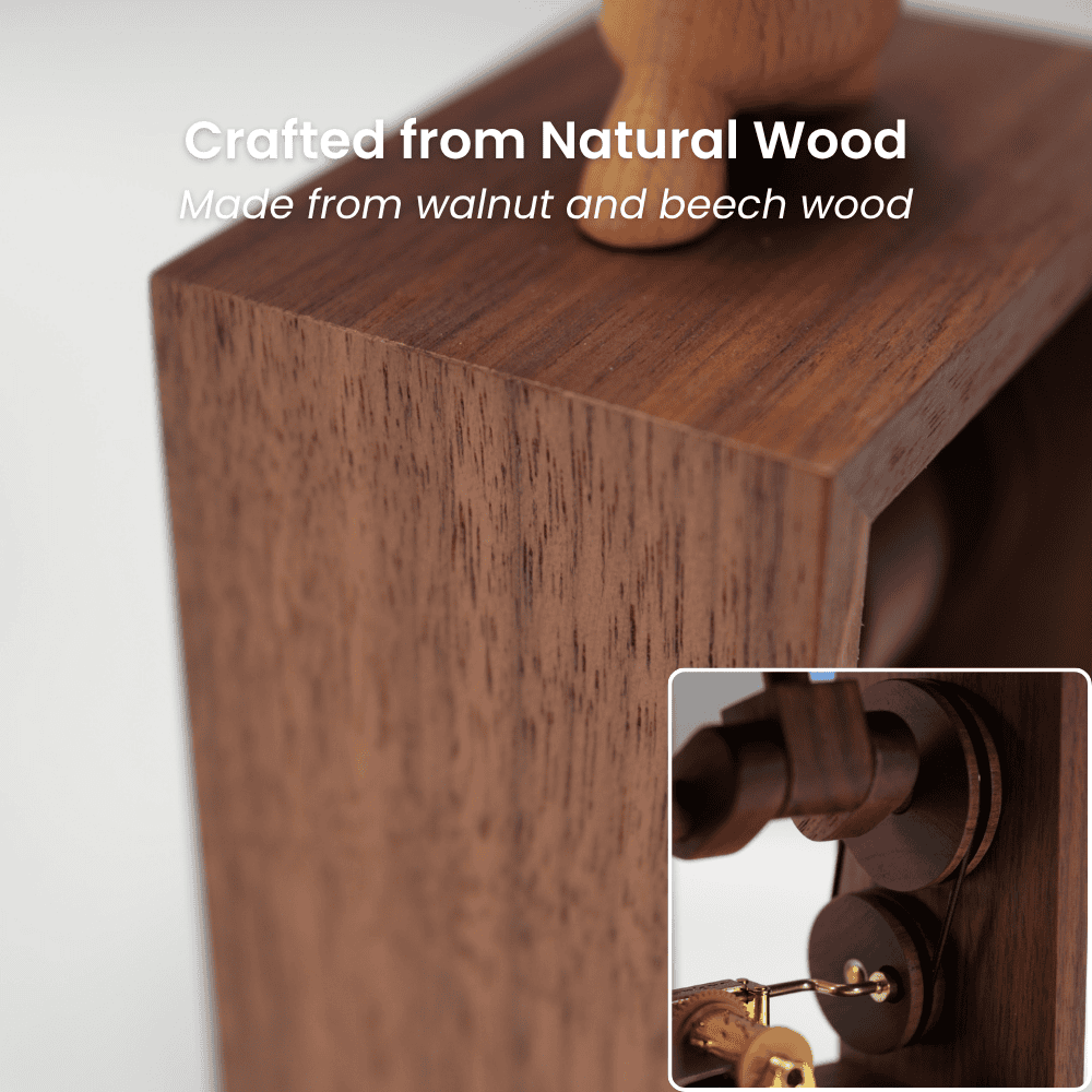 MarinerPoet™ Handcrafted Wooden Angel Pig Music Box Automaton