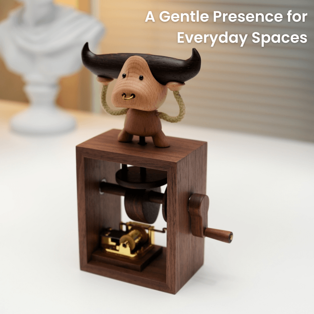 MarinerPoet™ Automate en bois fait main de cochon ange boîte à musique