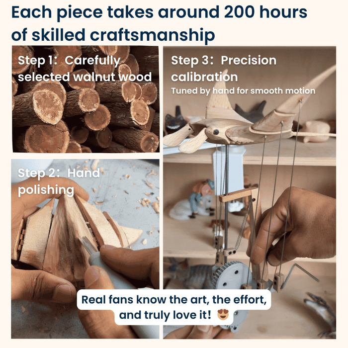 Handcrafted Wooden Manta Ray Automaton – Artisan Kinetic Desk Sculpture ...