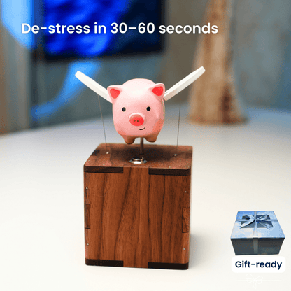 MarinerPoet™ Handcrafted Wooden Angel Pig Automaton