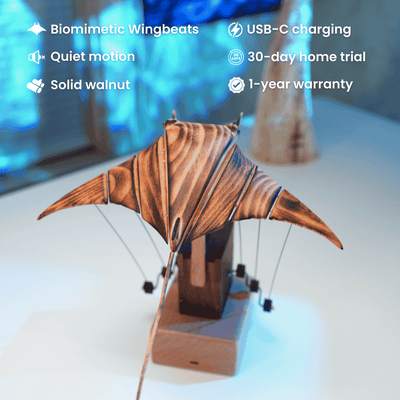 MarinerPoet™ Handcrafted Wooden Manta Ray Automaton