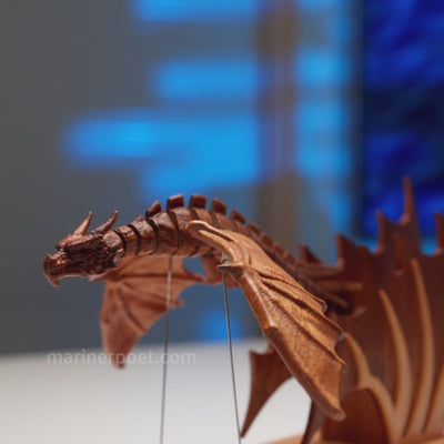 MarinerPoet Handcrafted Wooden Gothic Dragon Automaton