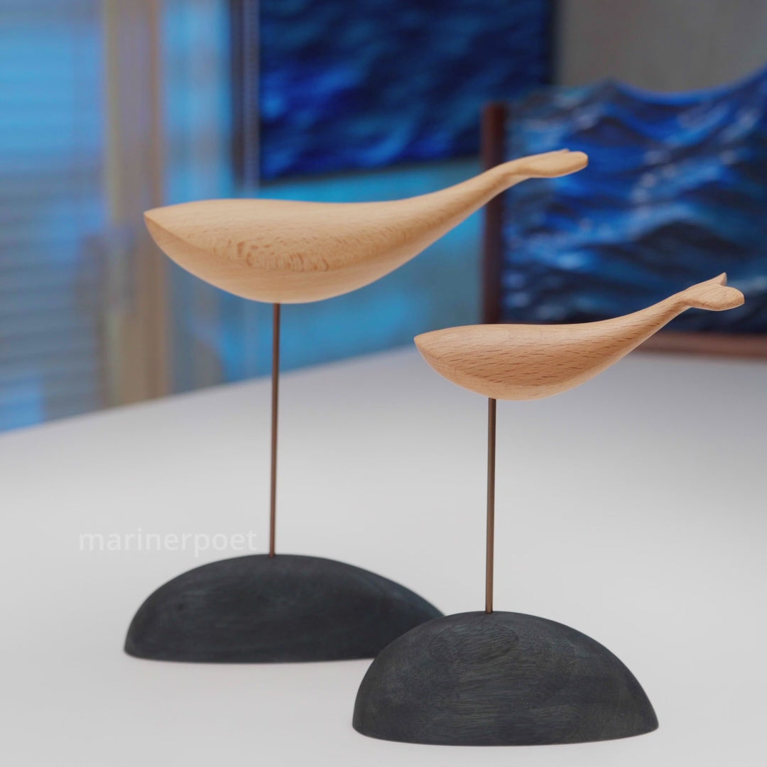 Load video: MarinerPoet™ Handcrafted Wooden Whale Sculpture