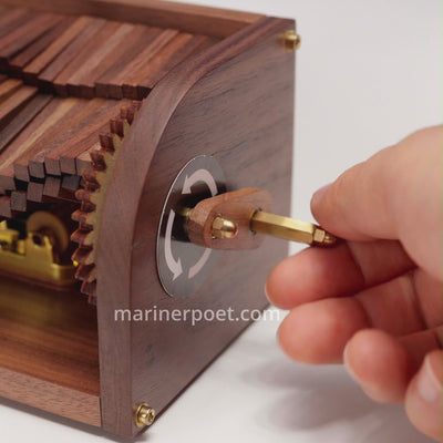 MarinerPoet™ Handcrafted Wooden “Song of the Waves” Music Box Automaton