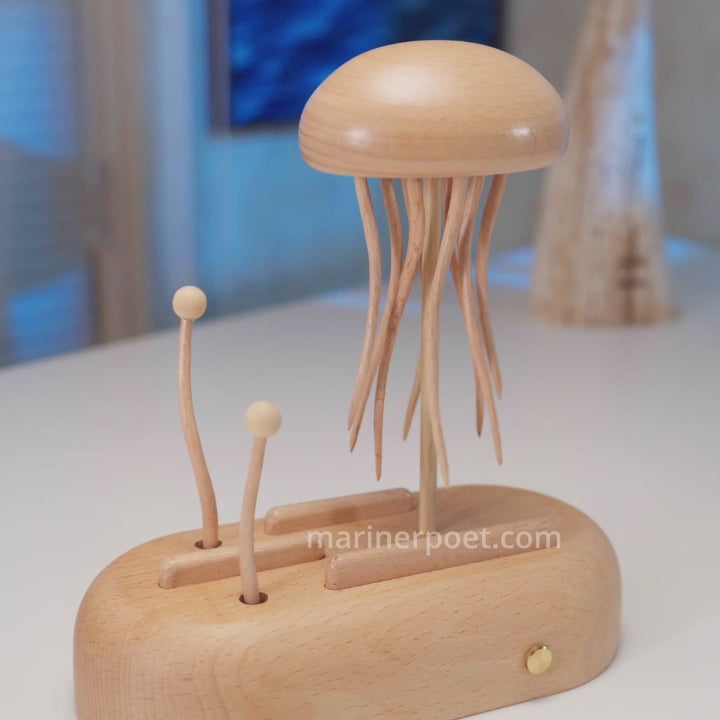Load video: MarinerPoet™ Handcrafted Wooden Jellyfish Automaton(Big)