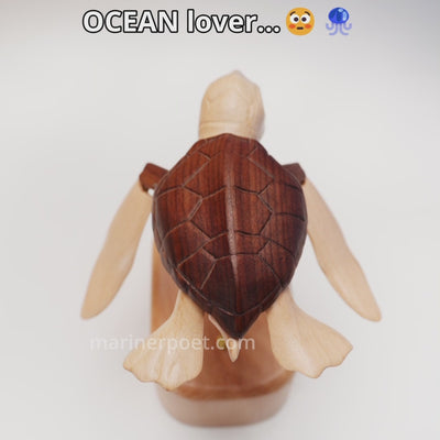 MarinerPoet™ Handcrafted Wooden Sea Turtle Automaton