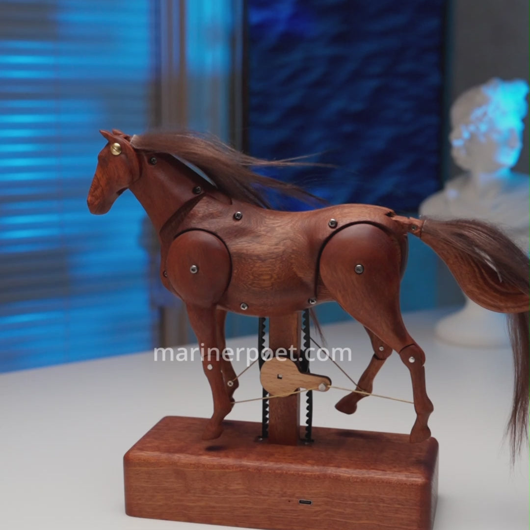 MarinerPoet Handcrafted Wooden Horse Automaton