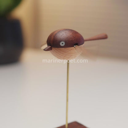 MarinerPoet™ Handcrafted Walnut Bird Automaton