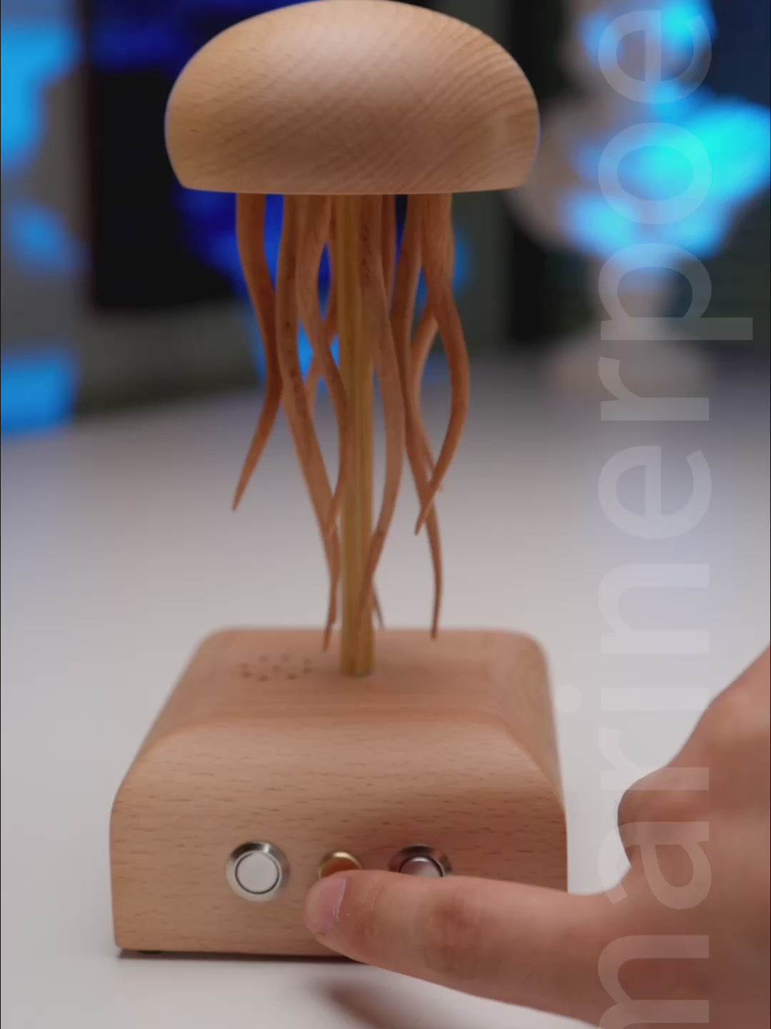 MarinerPoet Handcrafted Wooden Jellyfish Automaton – Night Light & Bluetooth Speaker